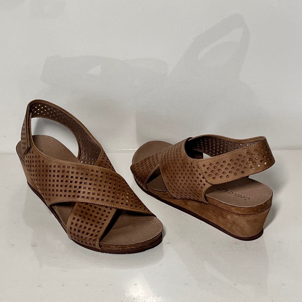Chocolat Blu Theo Leather Sandal Wedge